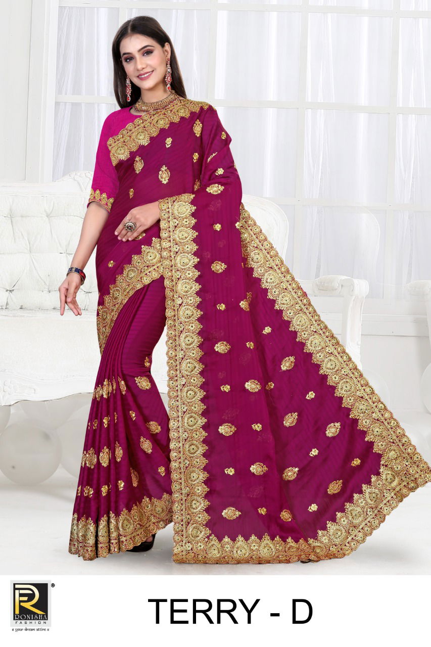Ronisha Terry New Exclusive Wear Designer Fancy Georgette Saree Collection